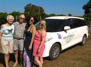 Group of people enjoying a winery tour with South West Charter Vehicles. Book a group winery tour today.